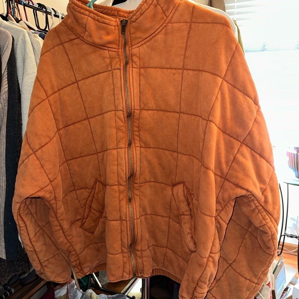 Free People Dolman Quilted Jacket Burnt Orange Large